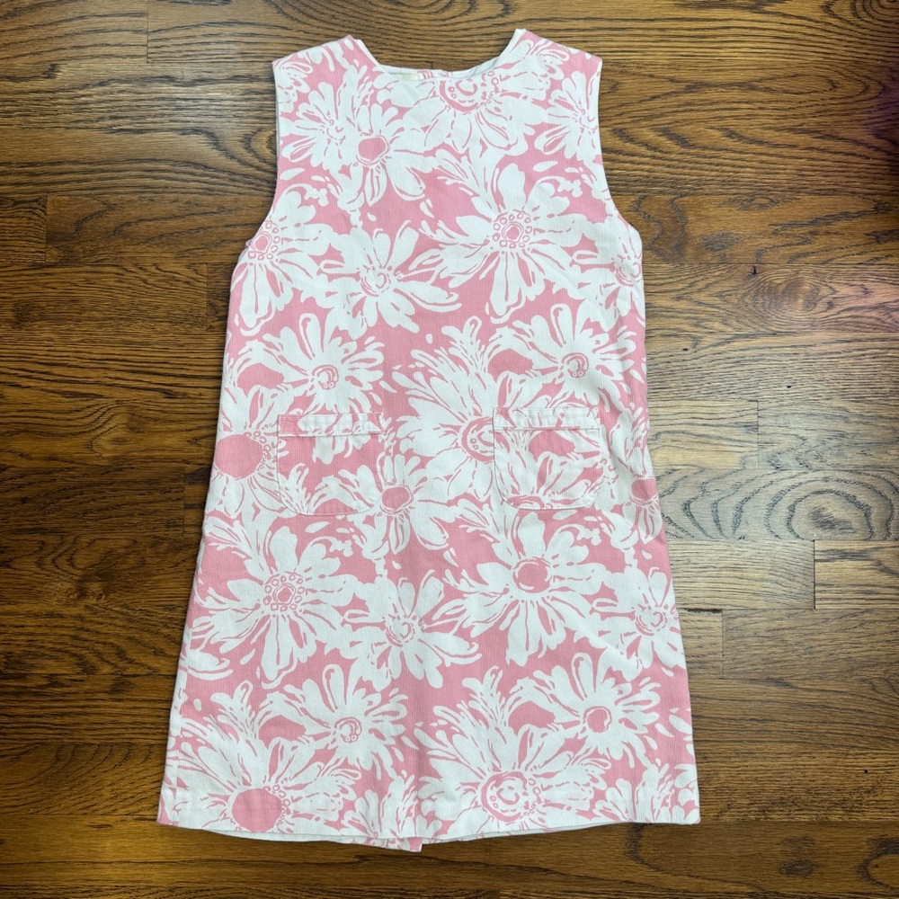 Olive Juice Girls 100% Cotton Floral Pink and White Shift  Dress Size 7